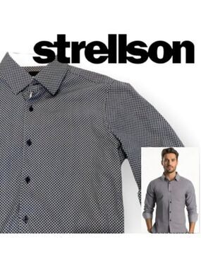 Strellson Blue Shirt Print Slim Fit button down 38/15